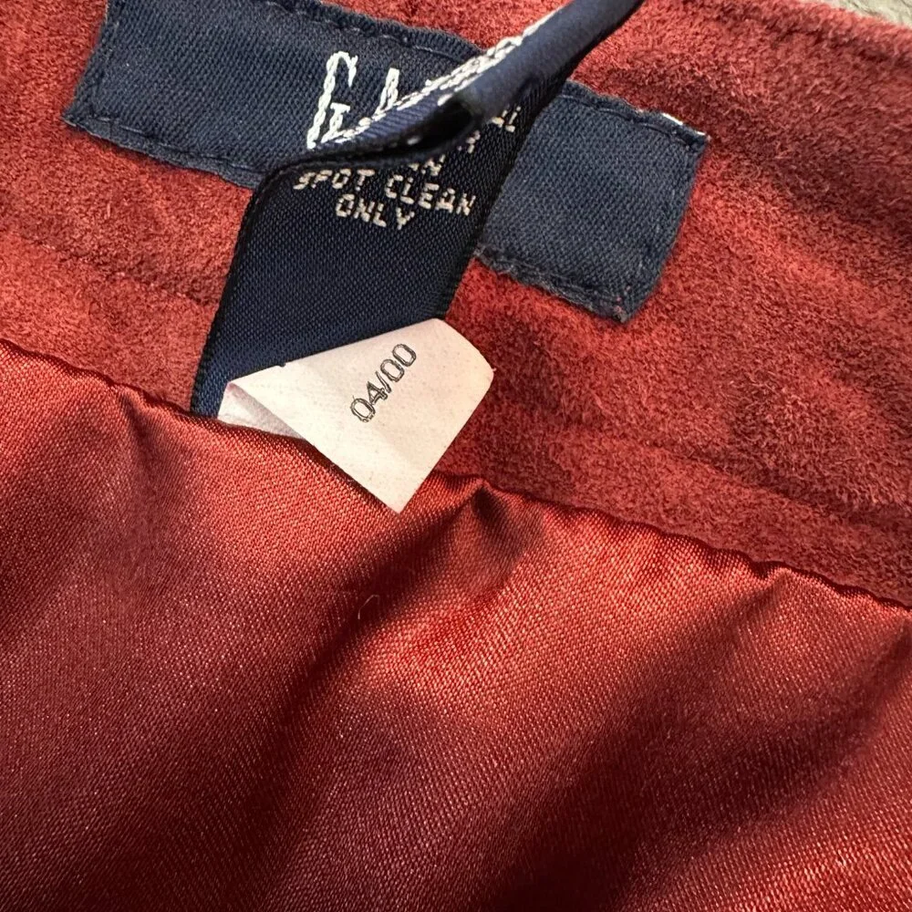*as is* Vintage Y2K Gap Suede Leather Slit Front Skirt Women's 4 Maroon